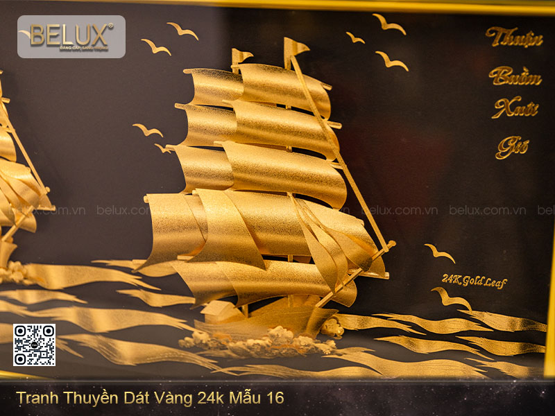 Tranh Thuyền Dát Vàng 24k Mẫu 16